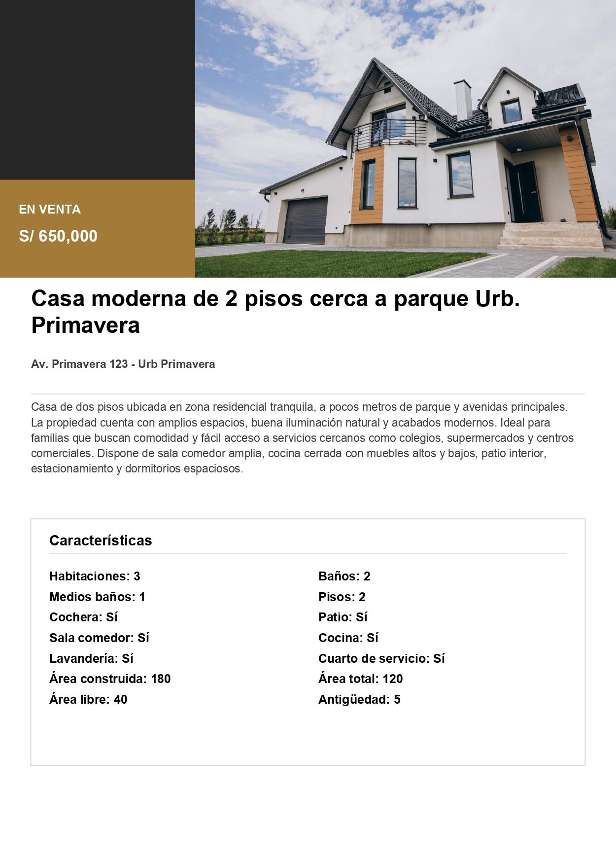 Flyer inmobiliario generado en Inmozy
